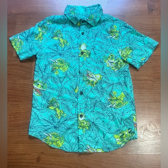 CAT & JACK Boys tropical dinosaurs print button down shirt - Picture 1 of 9
